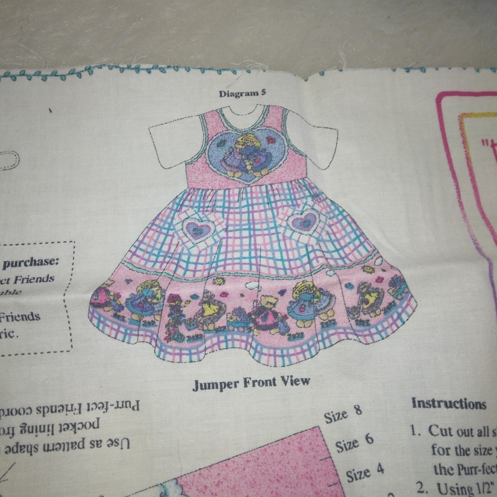 FABRIC Jelly Bean Junction Girls Jumper Bodice Panel Purr-fect Friends